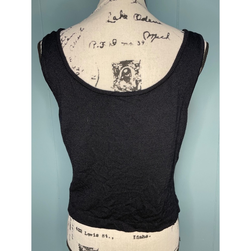 St. John Basics Knit Tank Top Womens Small Black Santana Scoop Neck Minimalist - Picture 2 of 8